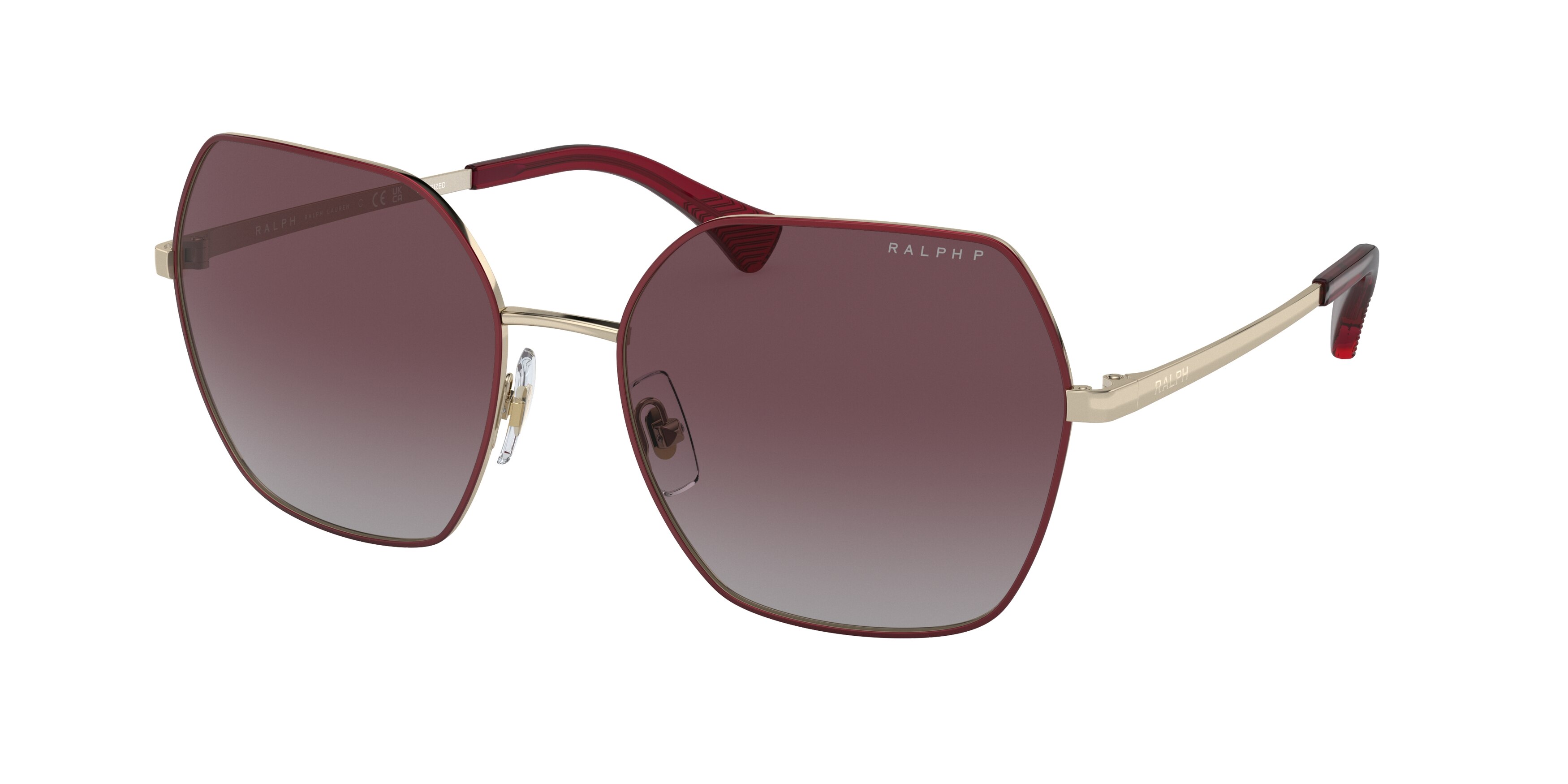 Ralph Lauren Damen RA4138 911662 Sonnenbrillen Metall Rot Violett Quadratisch Polarisiert Schattiert-image